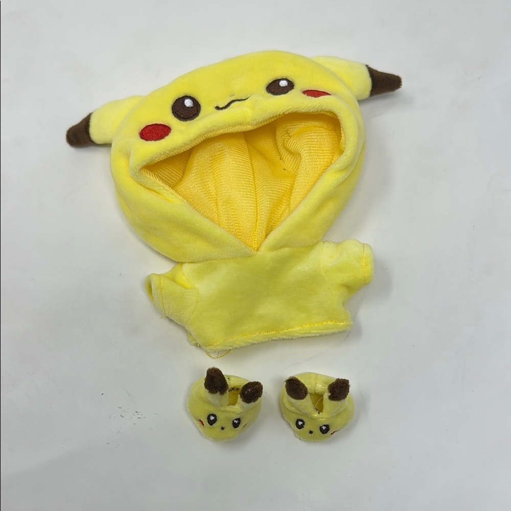 Yellow Pikachu labubu costume hat and slippers
